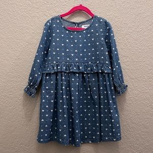 NEW Old Navy Girls Denim Heart Print Dress size 4 - Valentine’s Day